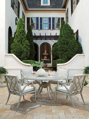 Lexington Tommy Bahama Outdoor 3945-875c Elegant Round Dining Table With Intricate Cast Aluminum Design For Stylish Outdoor Living Gray  3945-875c