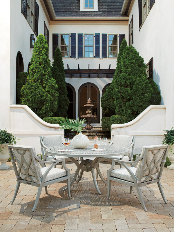Lexington Tommy Bahama Outdoor 3945-875c Elegant Round Dining Table With Intricate Cast Aluminum Design For Stylish Outdoor Living Gray  3945-875c