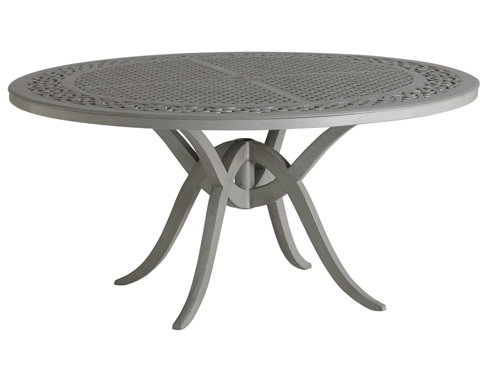 Lexington Tommy Bahama Outdoor 3945-875c Elegant Round Dining Table With Intricate Cast Aluminum Design For Stylish Outdoor Living Gray  3945-875c