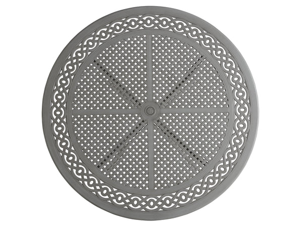 Lexington Tommy Bahama Outdoor 3945-875c Elegant Round Dining Table With Intricate Cast Aluminum Design For Stylish Outdoor Living Gray  3945-875c
