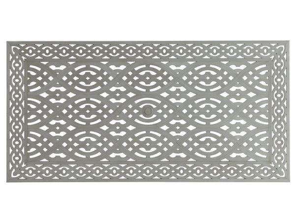 Lexington Tommy Bahama Outdoor 3945-877c Elegant Rectangular Dining Table With Intricate Cast Aluminum Top For Alfresco Living Gray  3945-877c