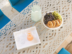 Lexington Tommy Bahama Outdoor 3945-877c Elegant Rectangular Dining Table With Intricate Cast Aluminum Top For Alfresco Living Gray  3945-877c