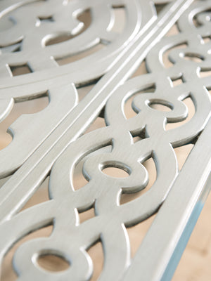 Lexington Tommy Bahama Outdoor 3945-877c Elegant Rectangular Dining Table With Intricate Cast Aluminum Top For Alfresco Living Gray  3945-877c