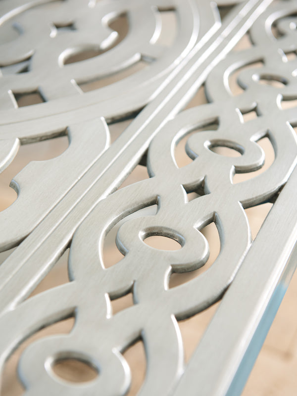 Lexington Tommy Bahama Outdoor 3945-877c Elegant Rectangular Dining Table With Intricate Cast Aluminum Top For Alfresco Living Gray  3945-877c