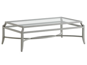 Lexington Tommy Bahama Outdoor 3945-945 Elegant Rectangular Cocktail Table With Tiered Glass Top For Sophisticated Outdoor Living Gray  3945-945