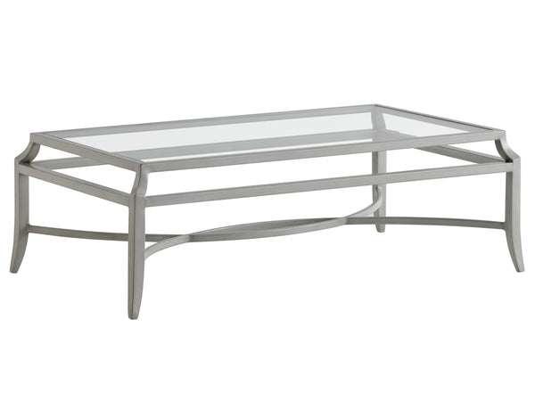 Lexington Tommy Bahama Outdoor 3945-945 Elegant Rectangular Cocktail Table With Tiered Glass Top For Sophisticated Outdoor Living Gray  3945-945