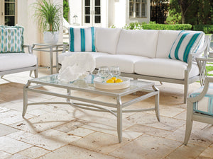 Lexington Tommy Bahama Outdoor 3945-945 Elegant Rectangular Cocktail Table With Tiered Glass Top For Sophisticated Outdoor Living Gray  3945-945