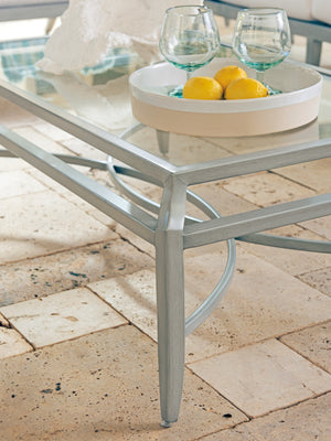 Lexington Tommy Bahama Outdoor 3945-945 Elegant Rectangular Cocktail Table With Tiered Glass Top For Sophisticated Outdoor Living Gray  3945-945