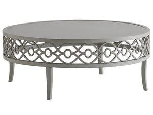 Lexington Tommy Bahama Outdoor 3945-947 Elegant Round Cocktail Table - Artisan Aluminum Design In Soft Gray For Stylish Outdoor Living Gray  3945-947