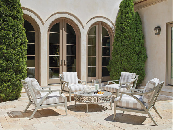 Lexington Tommy Bahama Outdoor 3945-947 Elegant Round Cocktail Table - Artisan Aluminum Design In Soft Gray For Stylish Outdoor Living Gray  3945-947