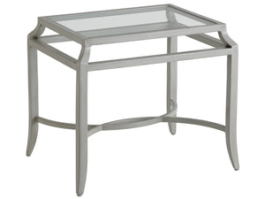 Lexington Tommy Bahama Outdoor 3945-955 Elegant Rectangular End Table With Tiered Glass Top For Stylish Outdoor Living Spaces Gray  3945-955