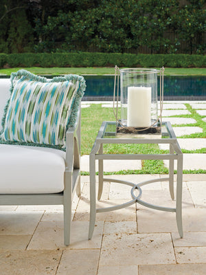 Lexington Tommy Bahama Outdoor 3945-955 Elegant Rectangular End Table With Tiered Glass Top For Stylish Outdoor Living Spaces Gray  3945-955