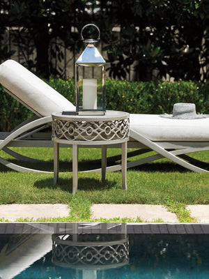 Lexington Tommy Bahama Outdoor 3945-957 Elegant Round End Table For Outdoor Living - Durable Aluminum With Artisan Finish Gray  3945-957