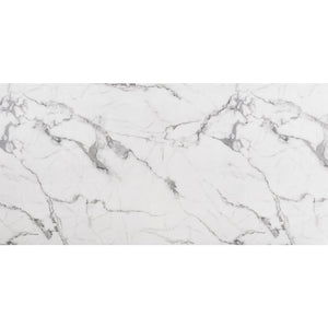 Homeroots 71" White And Gold Faux Marble And Steel Sled Base Dining Table   394605