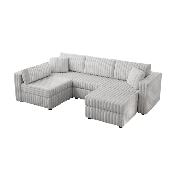 English Elm 106.3" Soft U-Shaped 4-Person Sofa With Ottoman – Modern Comfort, Storage & Style For Any Room W1767S00012