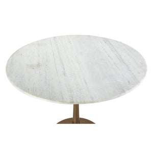 Homeroots 36" Modern White Marble And Burnished Gold Pedestal Bistro Table   394606