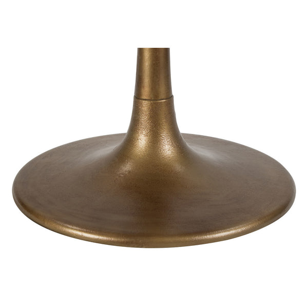 Homeroots 36" Modern White Marble And Burnished Gold Pedestal Bistro Table   394606