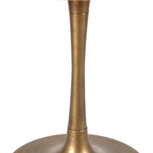 Homeroots 36" Modern White Marble And Burnished Gold Pedestal Bistro Table   394606