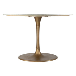 Homeroots 47" White And Gold Rounded Steel Pedestal Base Dining Table   394609