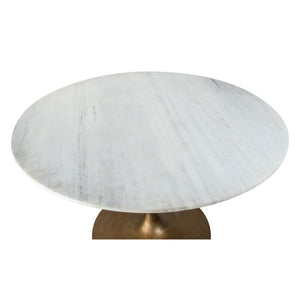 Homeroots 47" White And Gold Rounded Steel Pedestal Base Dining Table   394609