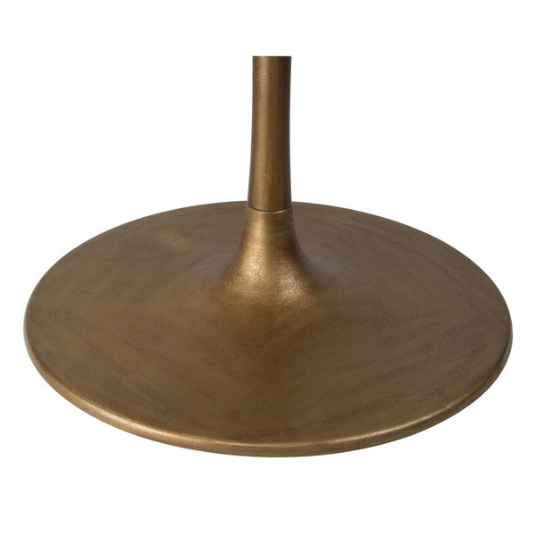 Homeroots 47" White And Gold Rounded Steel Pedestal Base Dining Table   394609