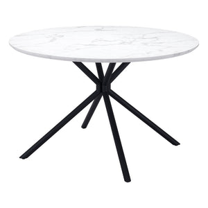 Homeroots 47" White And Black Rounded Steel Dining Table   394610