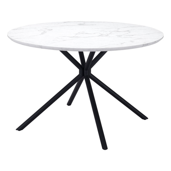 Homeroots 47" White And Black Rounded Steel Dining Table   394610