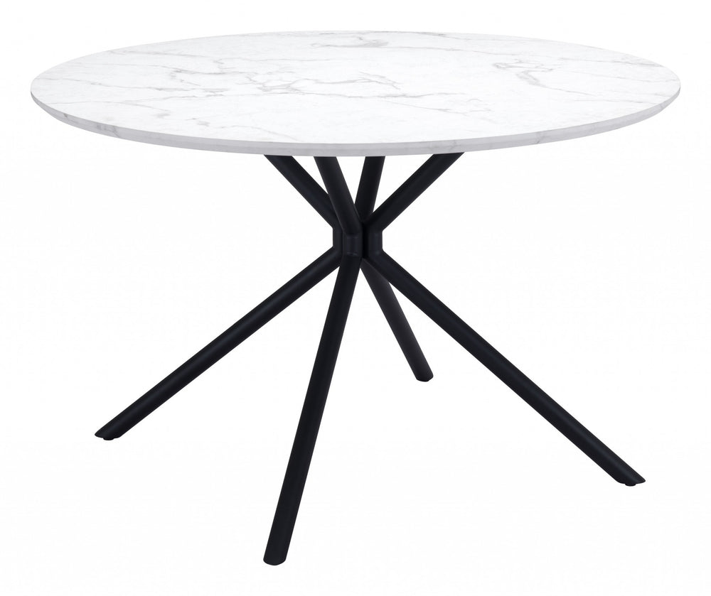 Homeroots 47" White And Black Rounded Steel Dining Table   394610
