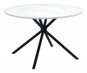 Homeroots 47" White And Black Rounded Steel Dining Table   394610
