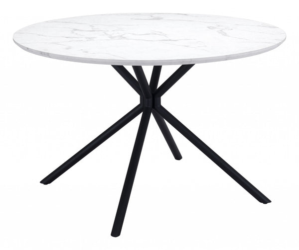 Homeroots 47" White And Black Rounded Steel Dining Table   394610