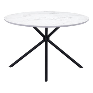 Homeroots 47" White And Black Rounded Steel Dining Table   394610