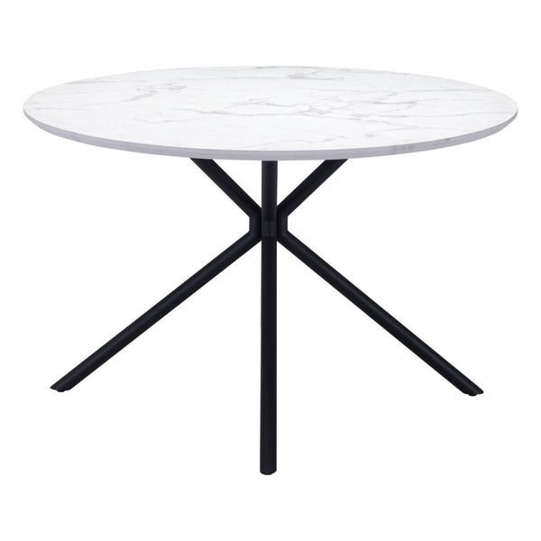 Homeroots 47" White And Black Rounded Steel Dining Table   394610