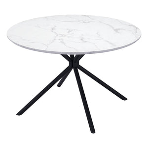 Homeroots 47" White And Black Rounded Steel Dining Table   394610