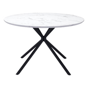 Homeroots 47" White And Black Rounded Steel Dining Table   394610