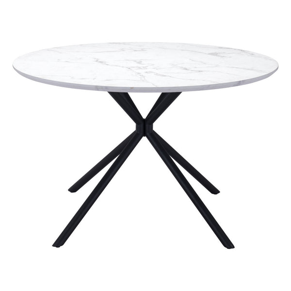Homeroots 47" White And Black Rounded Steel Dining Table   394610