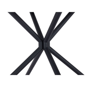 HomeRoots 47" Modern Two-Tone Round Dining Table with Black Steel Base and Marble-Print Top for Small Spaces 394610