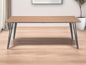 HomeRoots 79" Contemporary Two-Tone Walnut Brown and Gray Steel Dining Table for Stylish Entertaining 394611