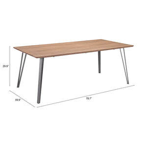 Homeroots 79" Wood Brown And Gray Steel Dining Table   394611