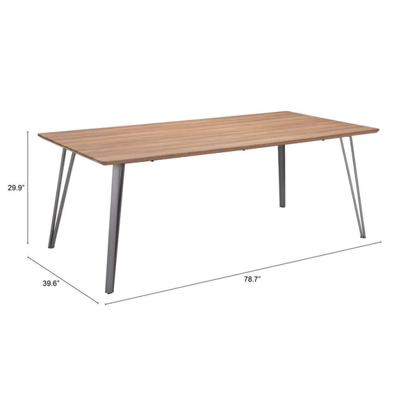 Homeroots 79" Wood Brown And Gray Steel Dining Table   394611