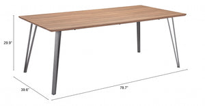 Homeroots 79" Wood Brown And Gray Steel Dining Table   394611
