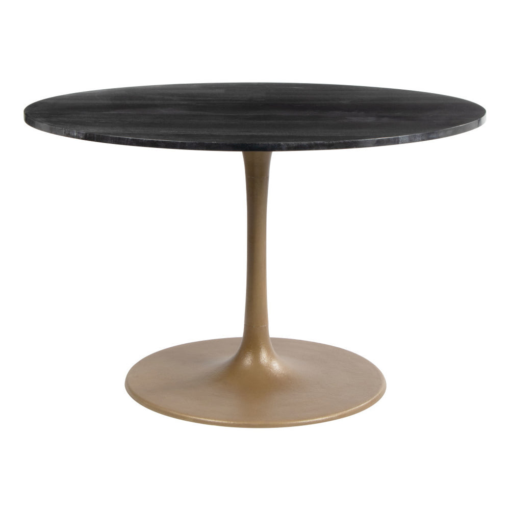Homeroots 47" Gold Rounded Steel Pedestal Base Dining Table   394616