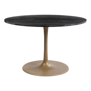 Homeroots 47" Gold Rounded Steel Pedestal Base Dining Table   394616