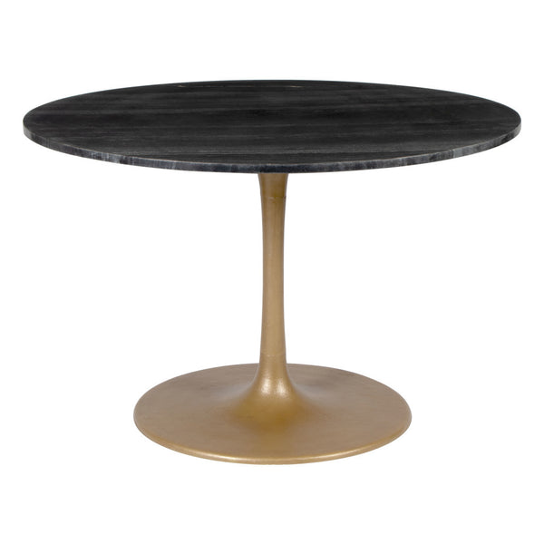 Homeroots 47" Gold Rounded Steel Pedestal Base Dining Table   394616