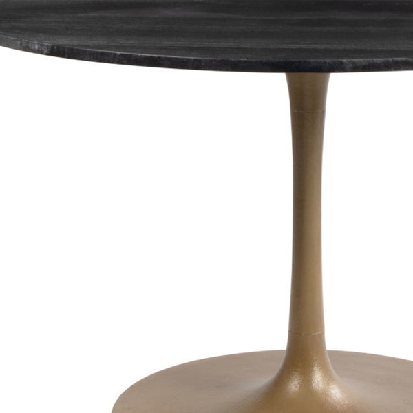 Homeroots 47" Gold Rounded Steel Pedestal Base Dining Table   394616