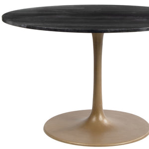 Homeroots 47" Gold Rounded Steel Pedestal Base Dining Table   394616