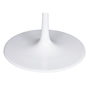 Homeroots 47" White Rounded Marble And Steel Pedestal Base Dining Table   394617