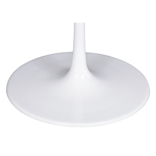 Homeroots 47" White Rounded Marble And Steel Pedestal Base Dining Table   394617