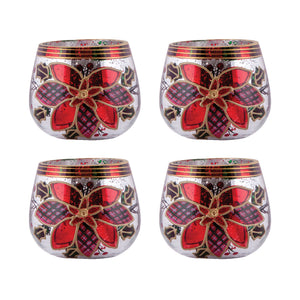 Poinsettia Tealight Holders (Set of 4) 394621/S4 Elk Home