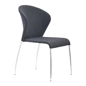 Homeroots Set Of Four Gray And Silver Upholstered Fabric Wing Back Dining Side Chairs  Metal 394624