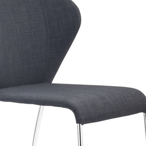 Homeroots Set Of Four Gray And Silver Upholstered Fabric Wing Back Dining Side Chairs  Metal 394624